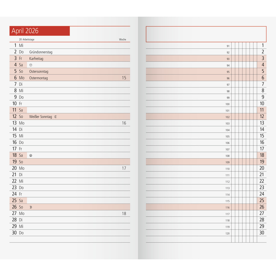 Rido idé Ersatzkalendarium Taschenkalender 2026 (Modell TM11) 70-40 200 006