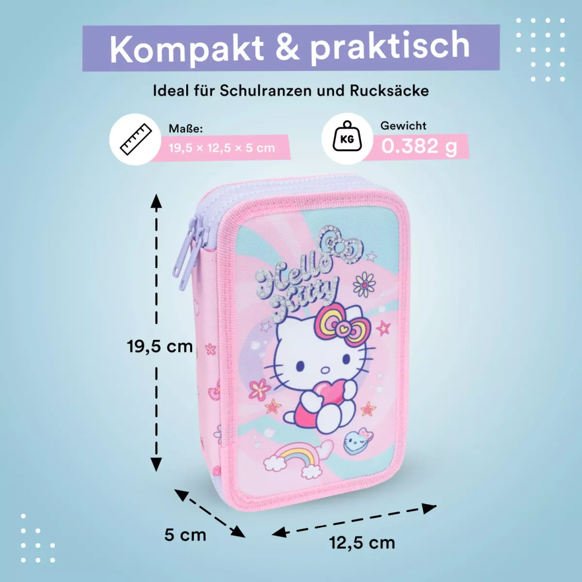 Coolpack JUMPER 2 gefülltes Etui Hello Kitty Pink – 2 Fächer, 35-teilig