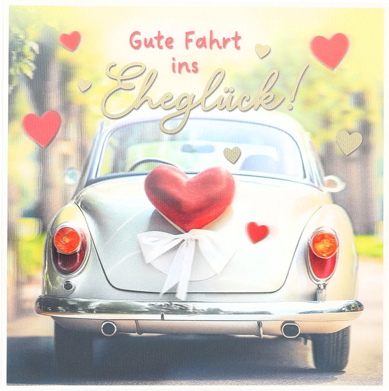 3D Musikkarte quadratisch - 043 - "Gute Fahrt ins Eheglück!"