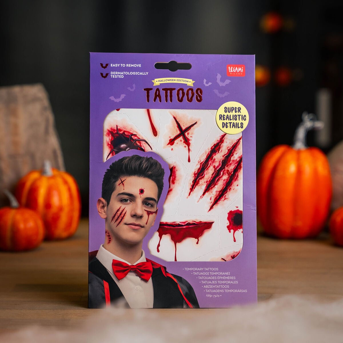 Legami Abziehtattoos für Gesicht und Körper - Narben - Halloween