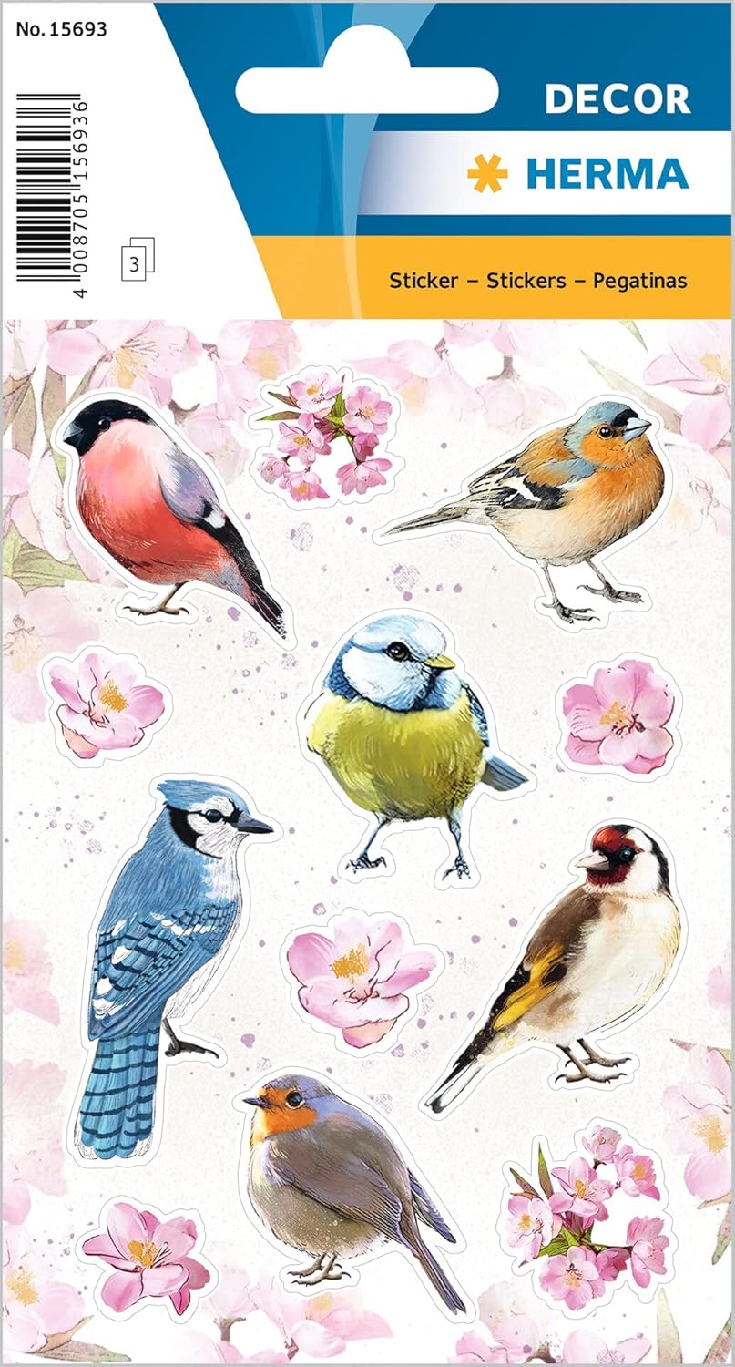 HERMA Decor Sticker Bunte Heimatvögel - 36 Aufkleber - 15693