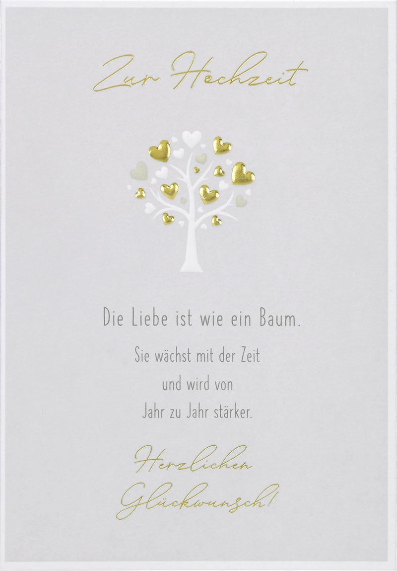 Besonders schön Klappkarte mit Naturpapier-Umschlag - 034 - "Zur Hochzeit Die Liebe ist wie ein Baum..."