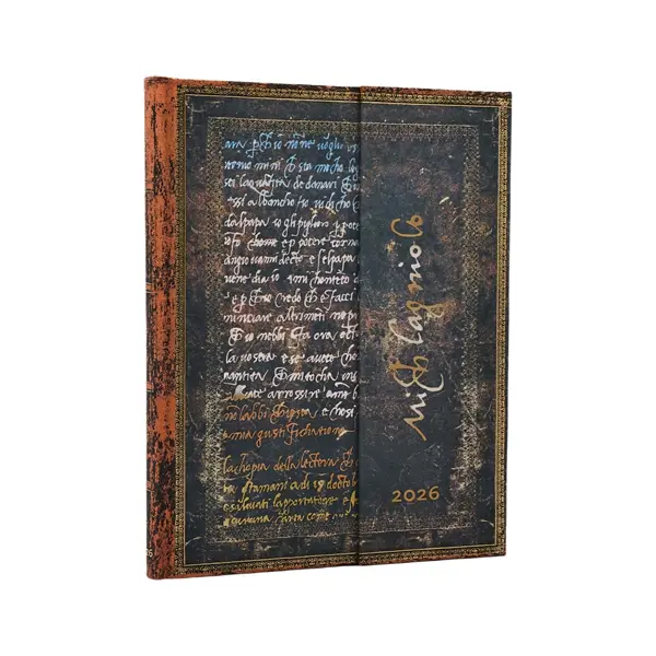 paperblanks Kalender 2026 - Michelangelo, Handschrift - Ultra - Horizontal mit Klappumschlag
