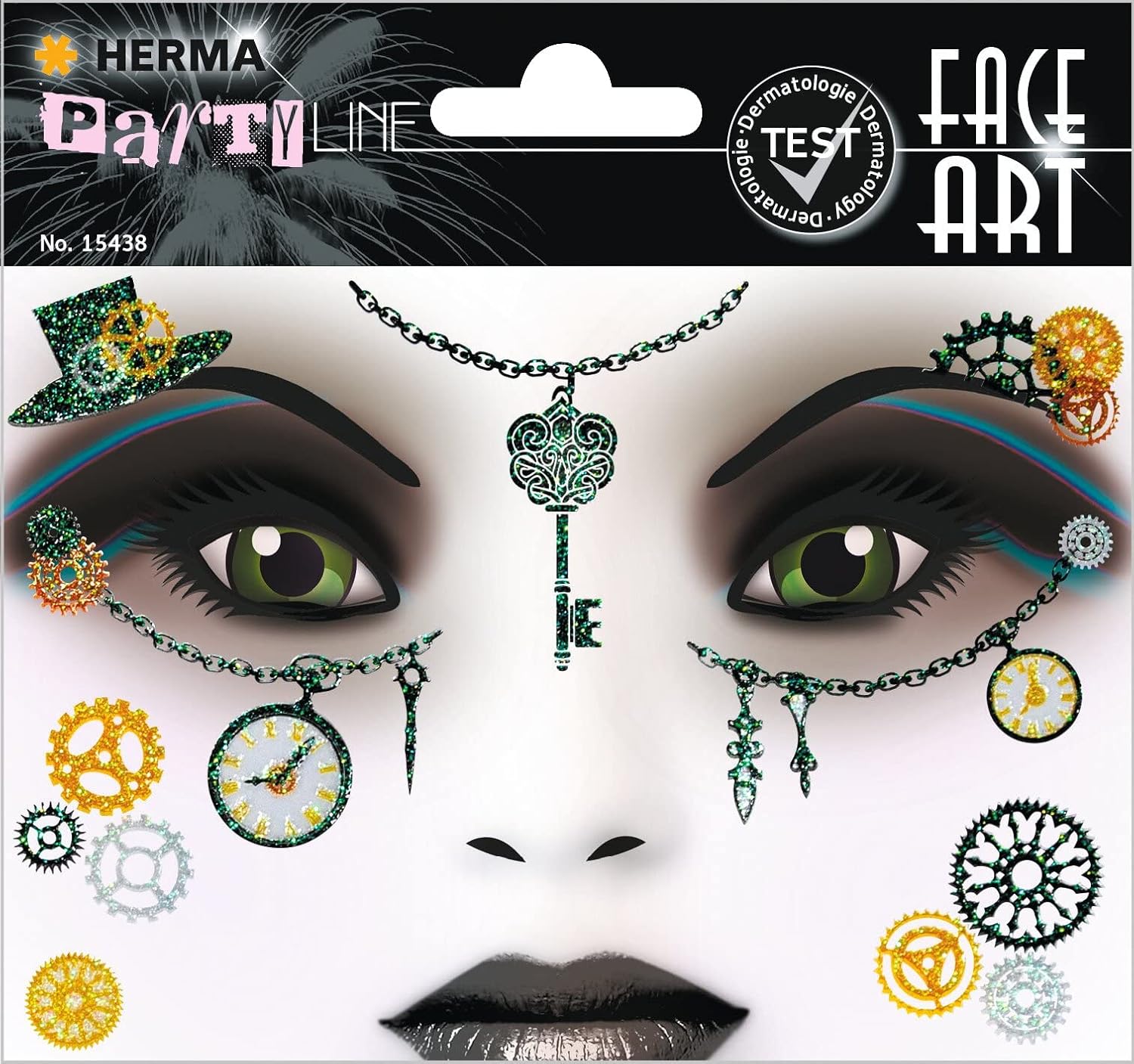 HERMA Face Art Sticker - ablösbare Gesichtsaufkleber - Steampunk Amelia - für Karneval, Fasching, Halloween