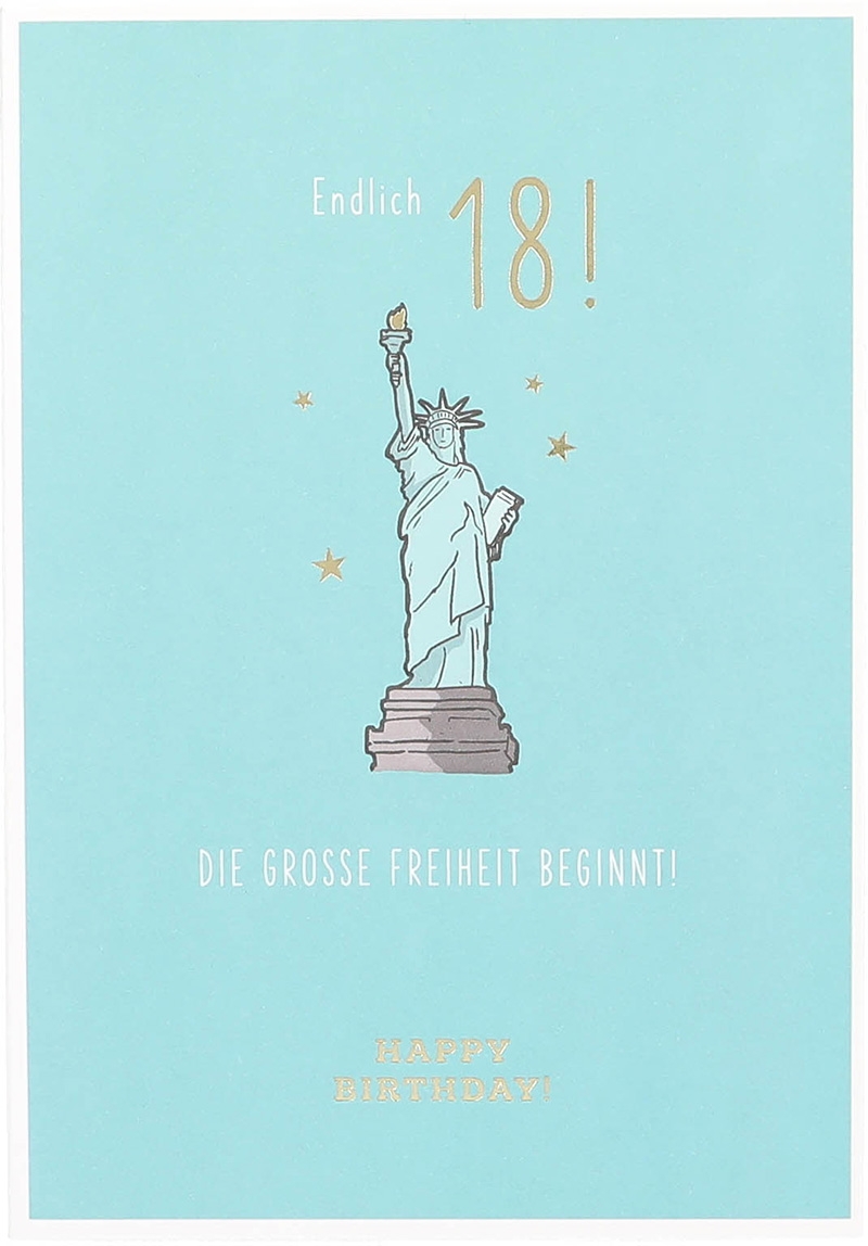 Besonders schön Klappkarte mit Naturpapier-Umschlag - 015 - "Endlich 18! DIE GROSSE FREIHEIT BEGINNT!"