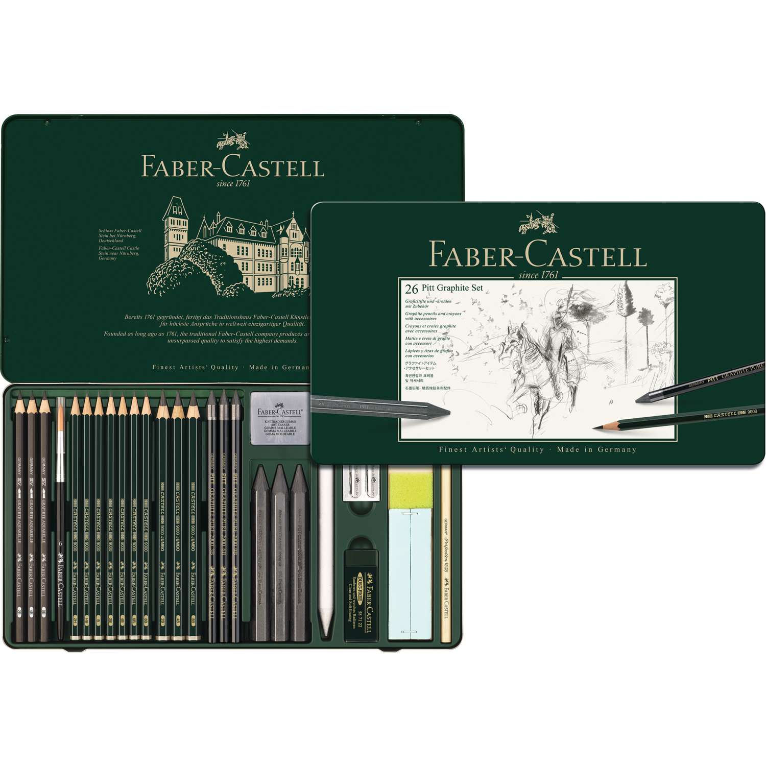 Faber-Castell Pitt Graphite-Set, groß, 26-teilig im Metall-Etui