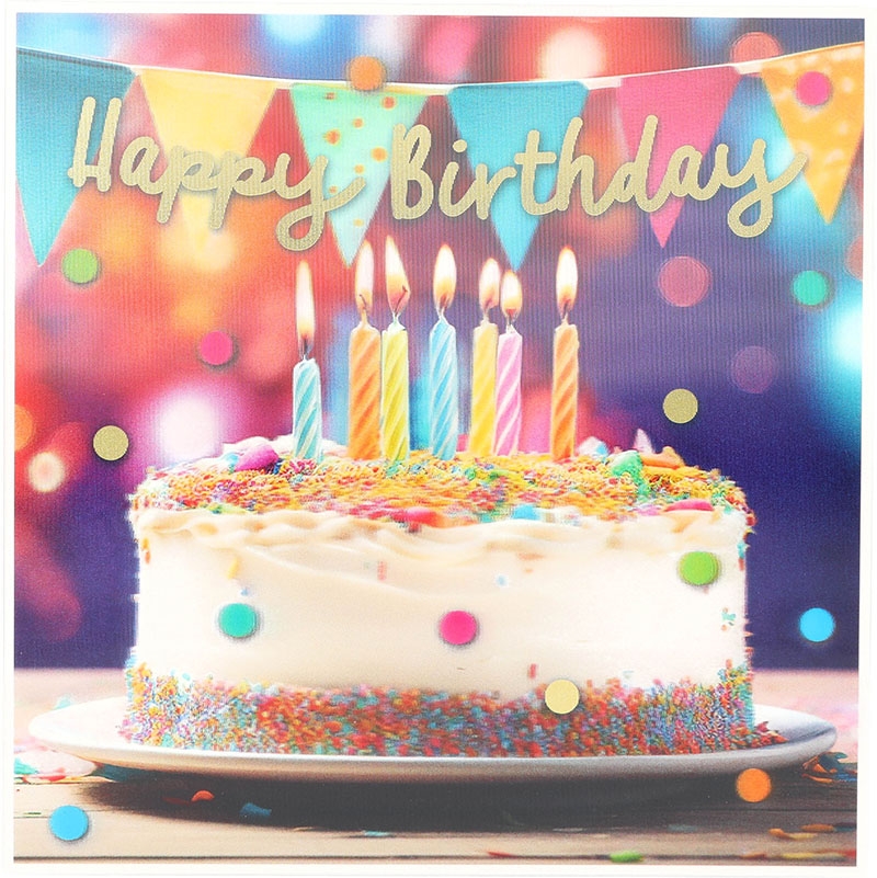 3D Musikkarte quadratisch - 019 - "Happy Birthday"