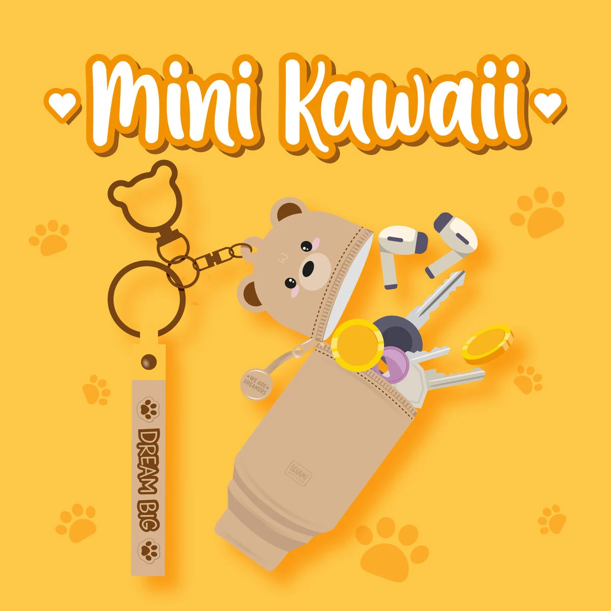 Legami Münztasche mit Schlüsselanhänger - Mini Kawaii - Teddy