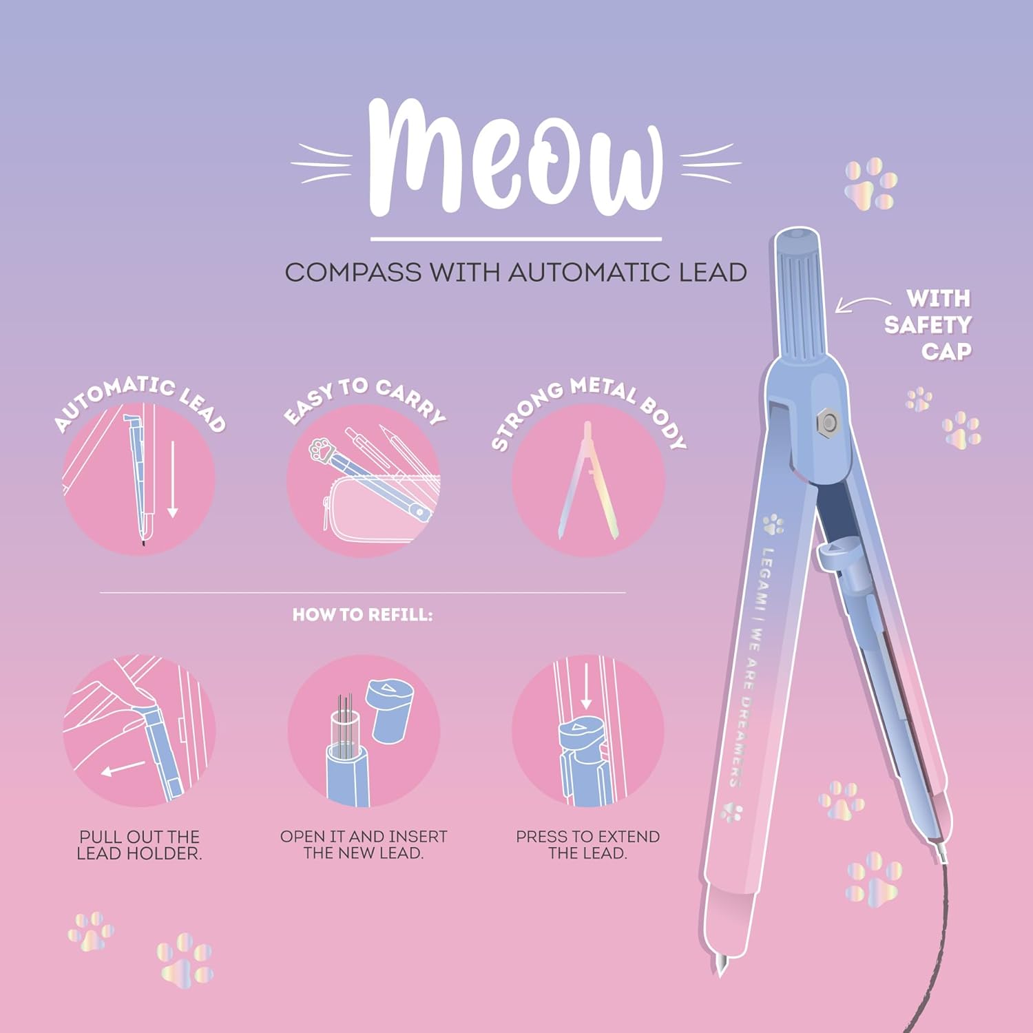 Legami Zirkel mit automatischer Mine - Meow