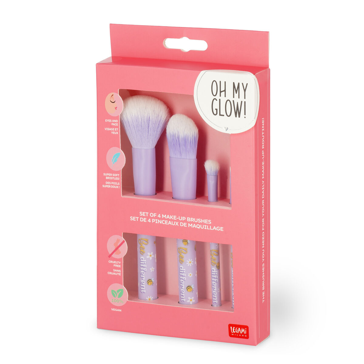 Legami Make-Up - Set mit 4 Schminkpinseln - Oh my Glow - Biene