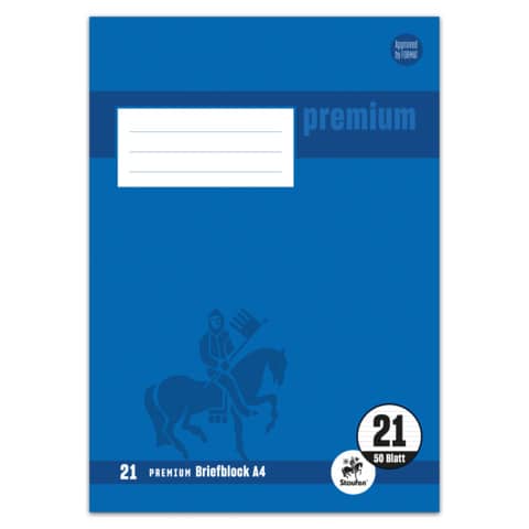 STAUFEN PREMIUM Briefblock, A4, 90g/m², 50 Blatt, Lin.21, liniert