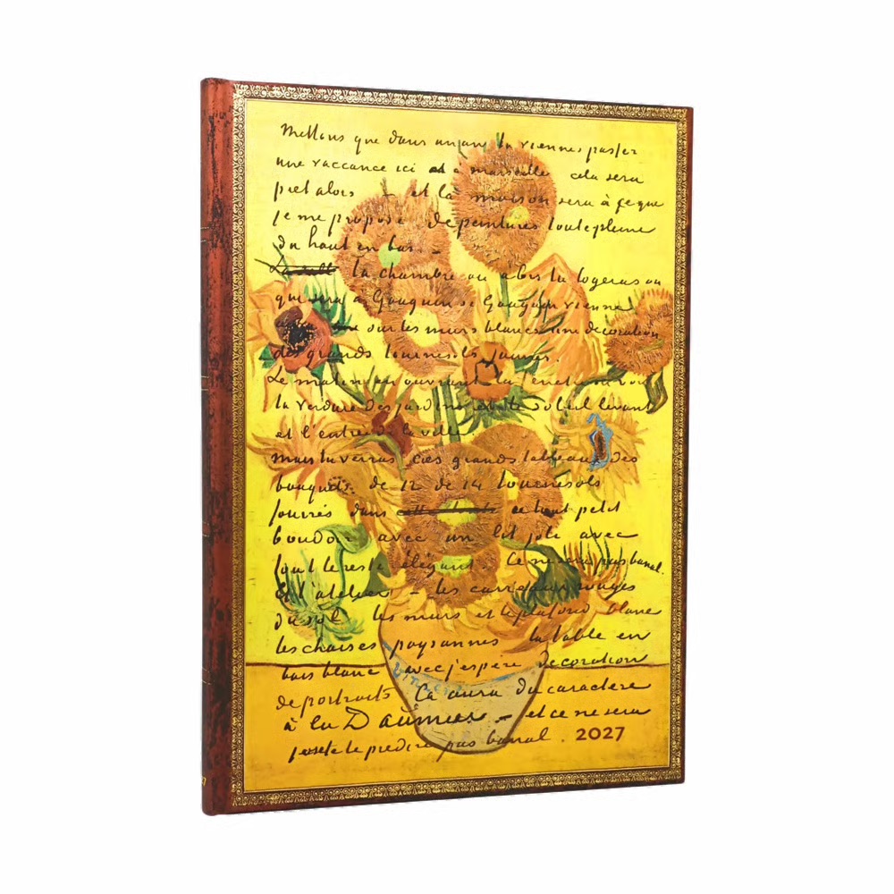Paperblanks 2027 Van Gogh, Sonnenblumen Hardcover Grande Vertikal 12-Monatskalender
