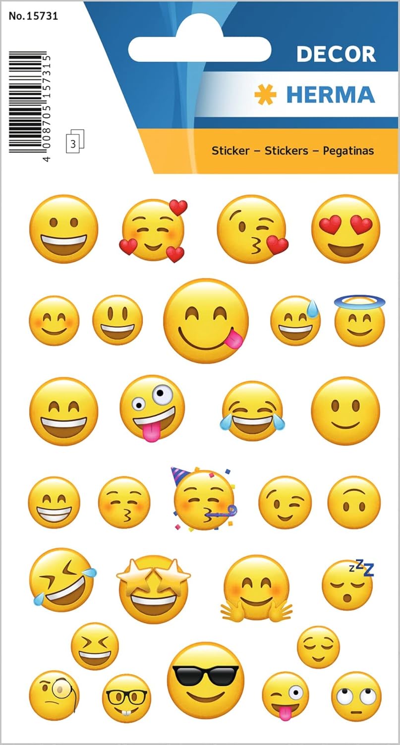 HERMA Decor Etiketten Lovely Emojis, Smiley - 87 Aufkleber - 15731