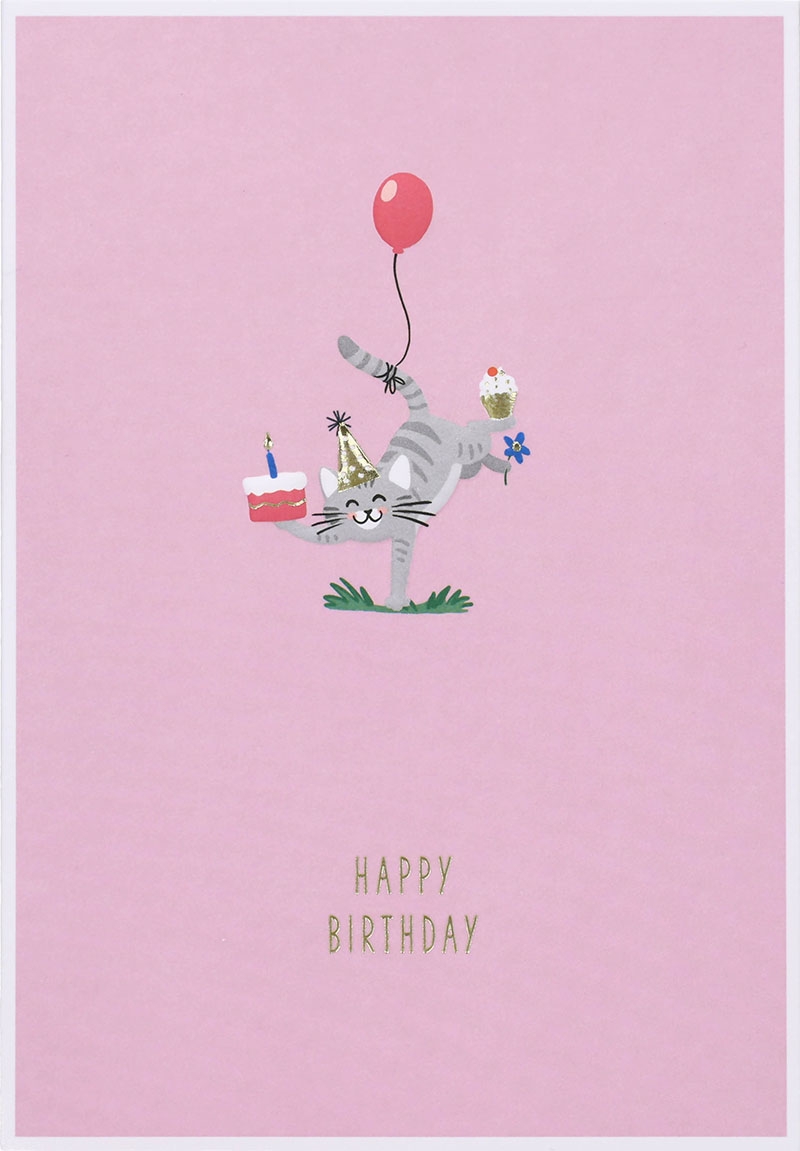 Besonders schön Klappkarte mit Naturpapier-Umschlag - 052 - "Happy Birthday"