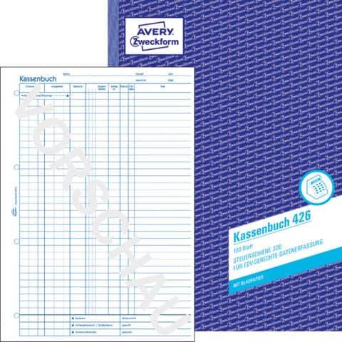 AVERY ZWECKFORM Kassenbuch mit Blaupapier, A4, 100 Blatt
