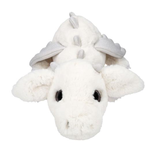 SNUKIS Plüschdrache weiß – 65 cm, kuschelweich mit silbernen Glitzer-Details