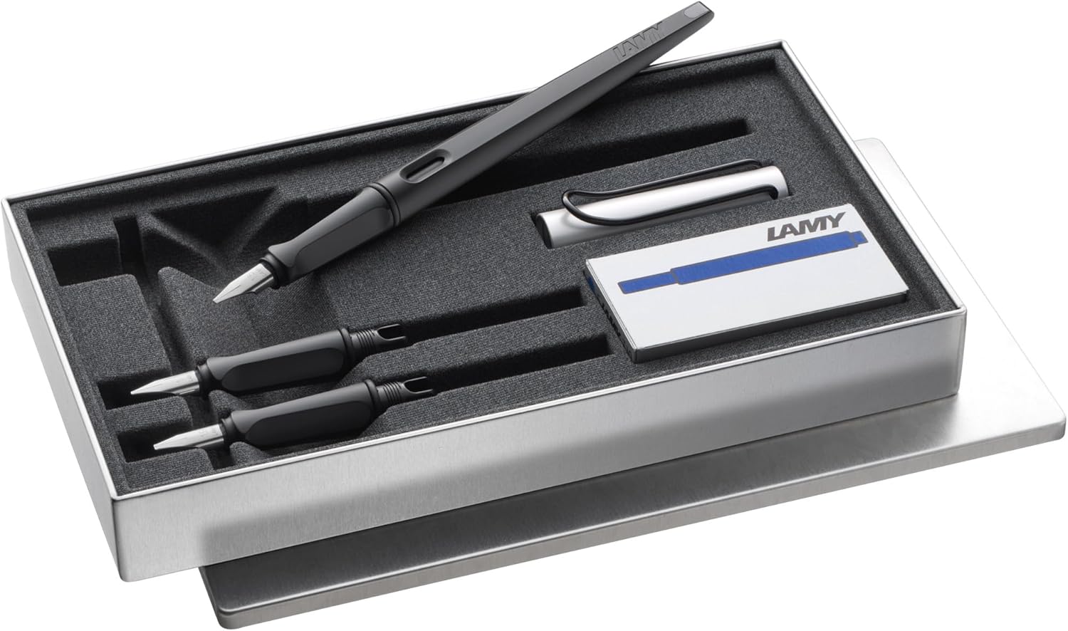 Lamy joy Kalligraphie Füller Set - Schönschreibfüller mit 3 Federn, inkl. 5 Tintenpatronen T10 blau