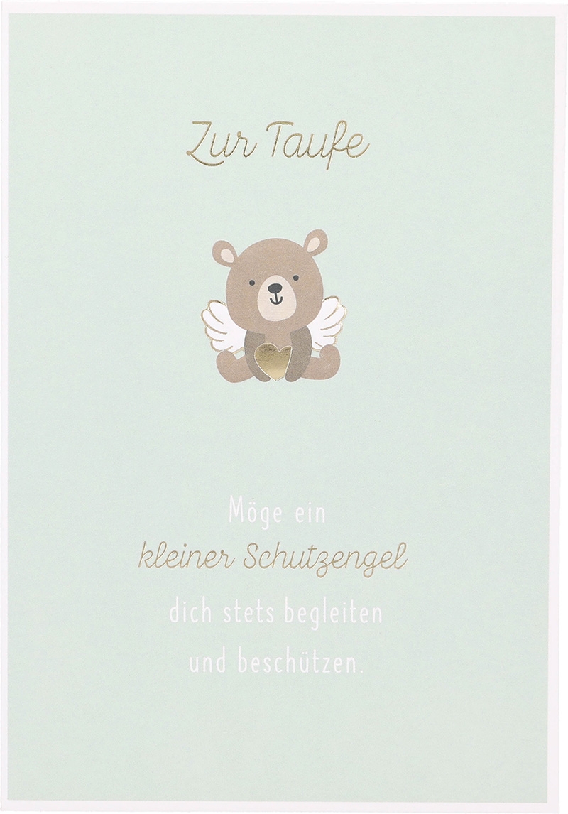 Besonders schön Klappkarte mit Naturpapier-Umschlag - 040 - "Zur Taufe. Möge ein kleiner Schutzengel..."