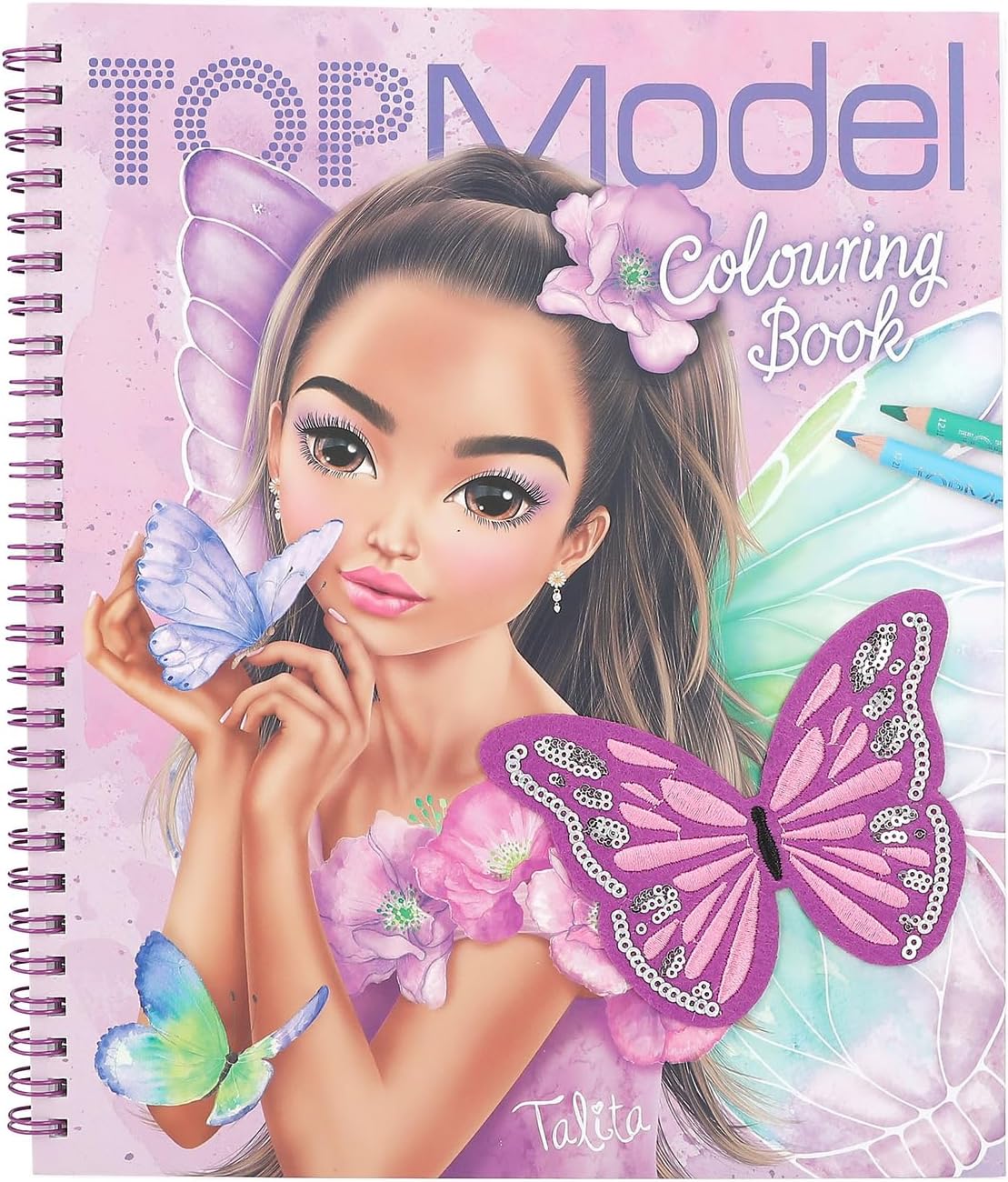 TOPModel 12976 Fairy Love - Malbuch mit Pailletten Design, 40 Feen- und Modelmotive inkl. Stickerbogen