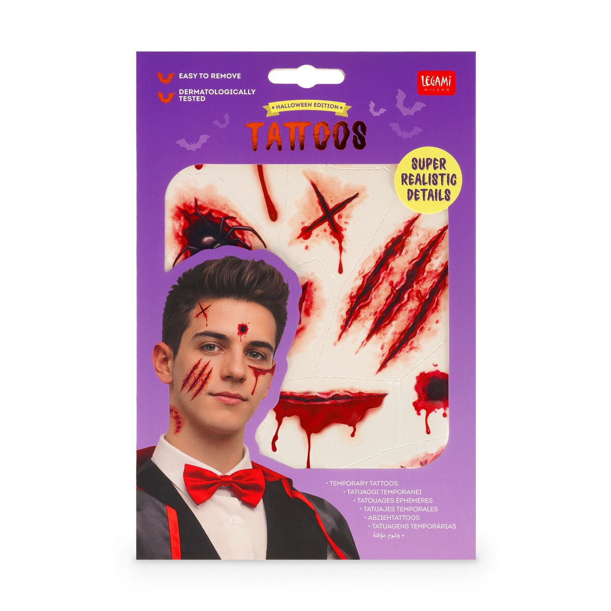 Legami Abziehtattoos für Gesicht und Körper - Narben - Halloween