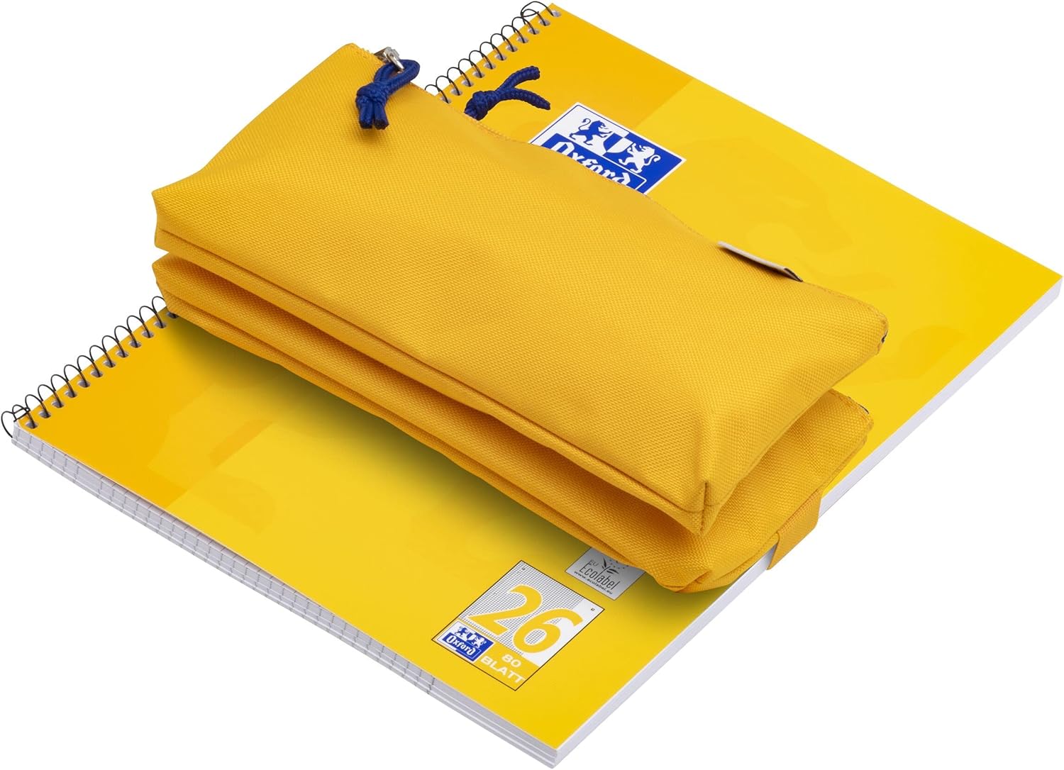 Oxford Federmäppchen mit Doppel-Fach, 2 Taschen, gelb