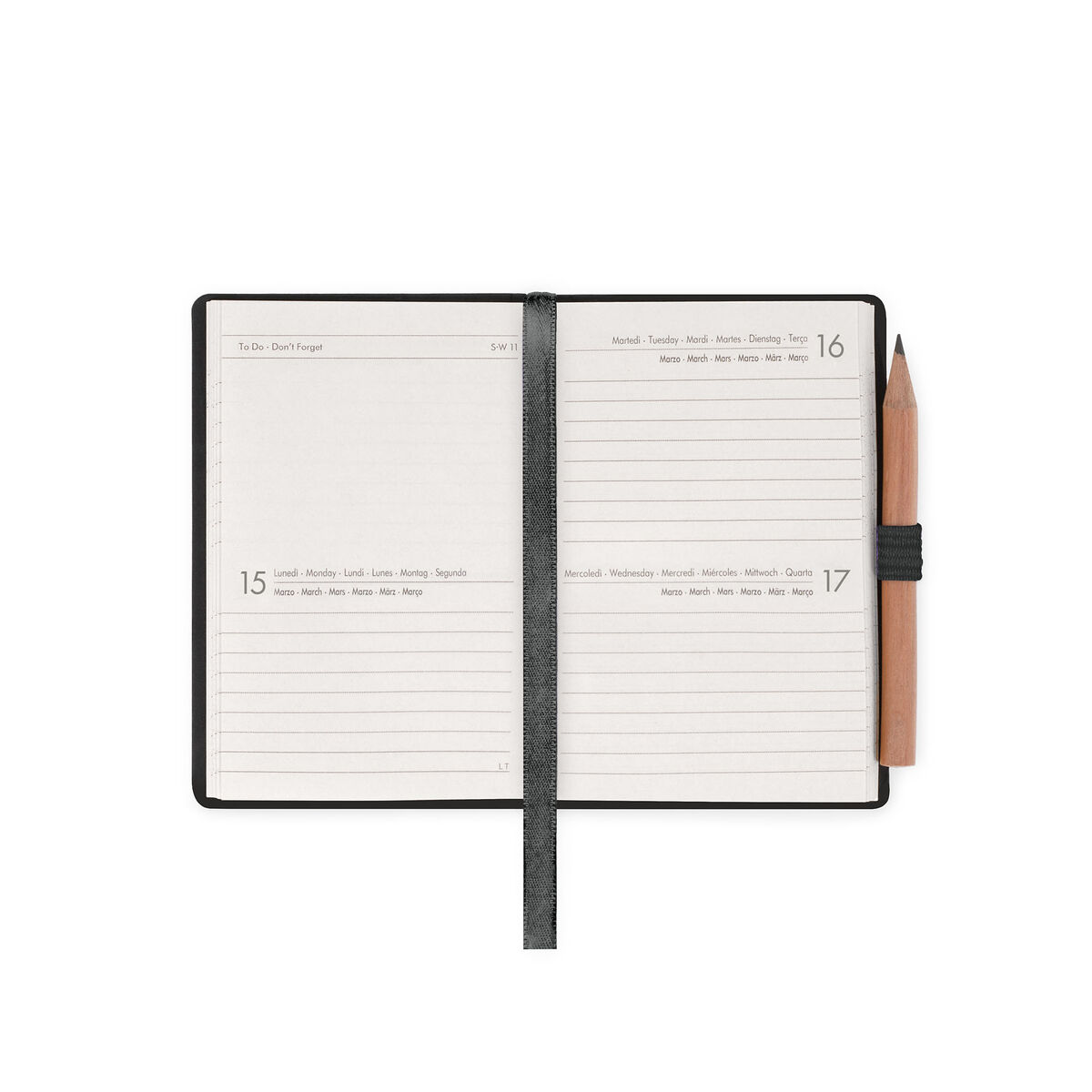 Legami 12-Monat Mini 2-Tagesbuch 2027 - Black Suit