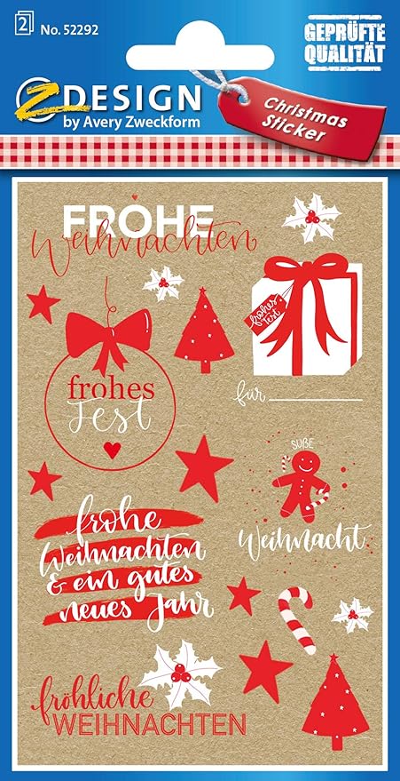 Avery Zweckform 52292 Weihnachtssticker - Frohe Weihnachtswünschen