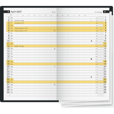 Rido/idé Taschenkalender Miniplaner d 15 2027 – A6, Kunststoff-Einband, schwarz