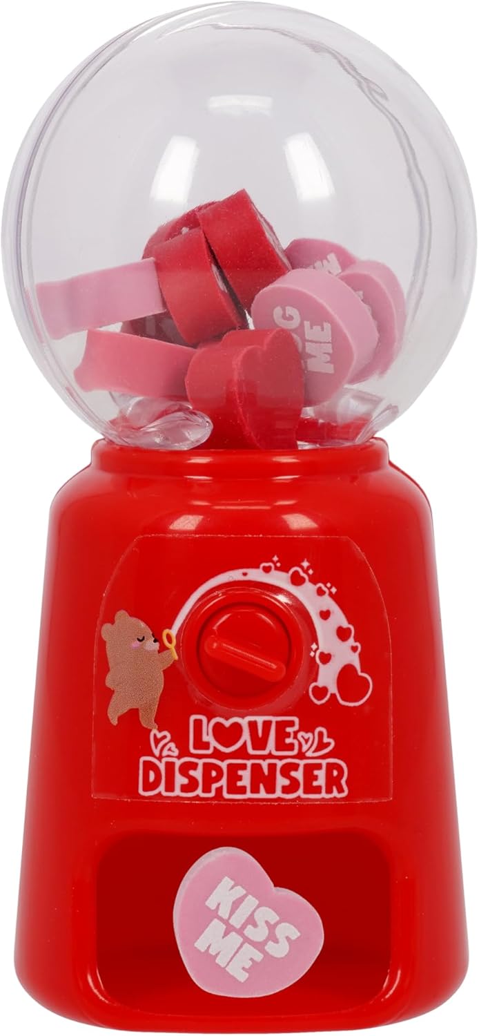 Legami Mini Radierer, Love Dispenser, 15 Radiergummis in Herzform