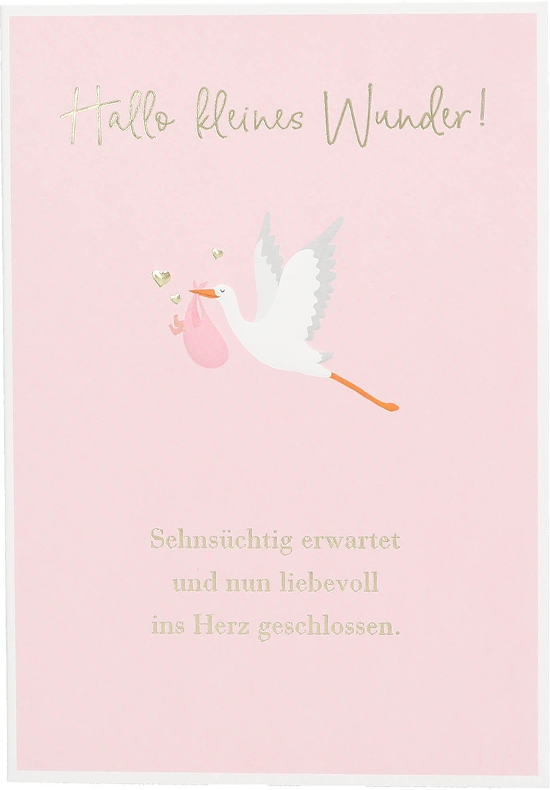 Besonders schön Klappkarte mit Naturpapier-Umschlag - 037- "Hallo kleines Wunder Sehnsüchtig..."