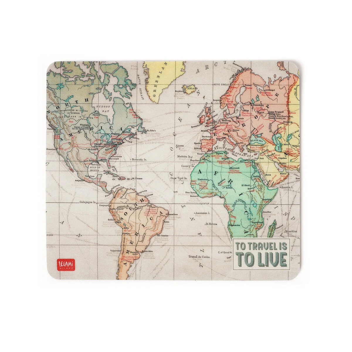 Legami Mousepad rechteckig - Motiv: Travelmap