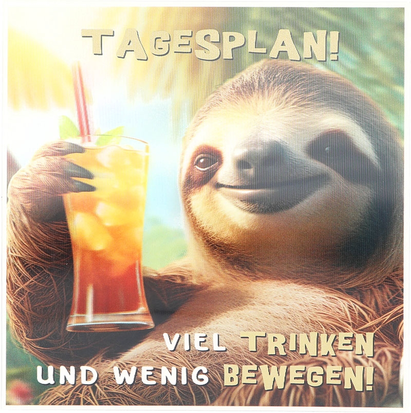 3D Musikkarte quadratisch - 056 - "Tagesplan! Viel trinken und wenig ..."