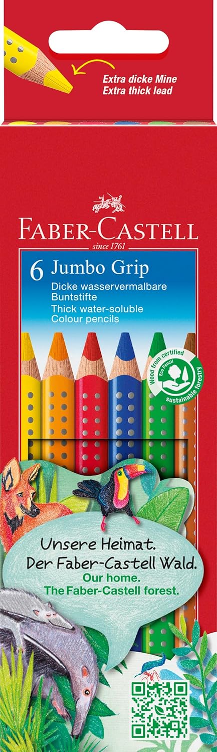 FABER-CASTELL Buntstifte Jumbo Grip, 6er-Kartonetui