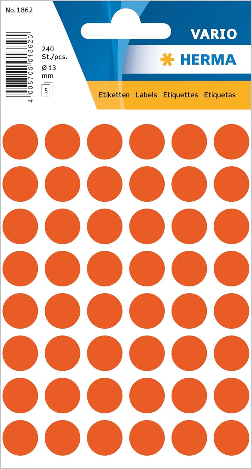HERMA Vario 1862 - Markierungspunkte, ø 13 mm, rot, 240 Aufkleber