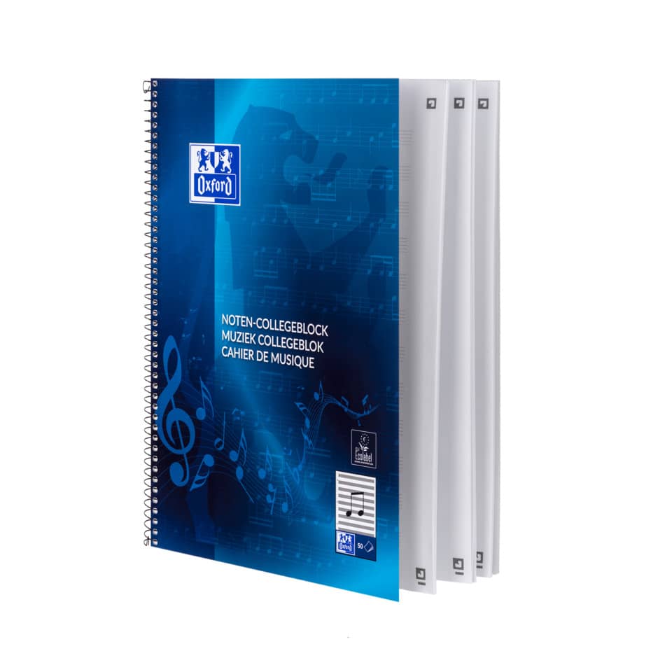 Oxford Noten-Collegeblock, A4+, 50 Blatt, Lin.14, blau