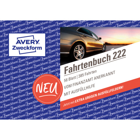 AVERY ZWECKFORM Fahrtenbuch, für PKW, A6 quer, 80 Seiten für 390 Fahrten