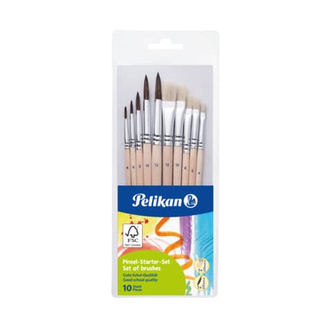 PELIKAN Haarpinsel-Starter-Set PI10/SB, Set mit 10 Pinseln