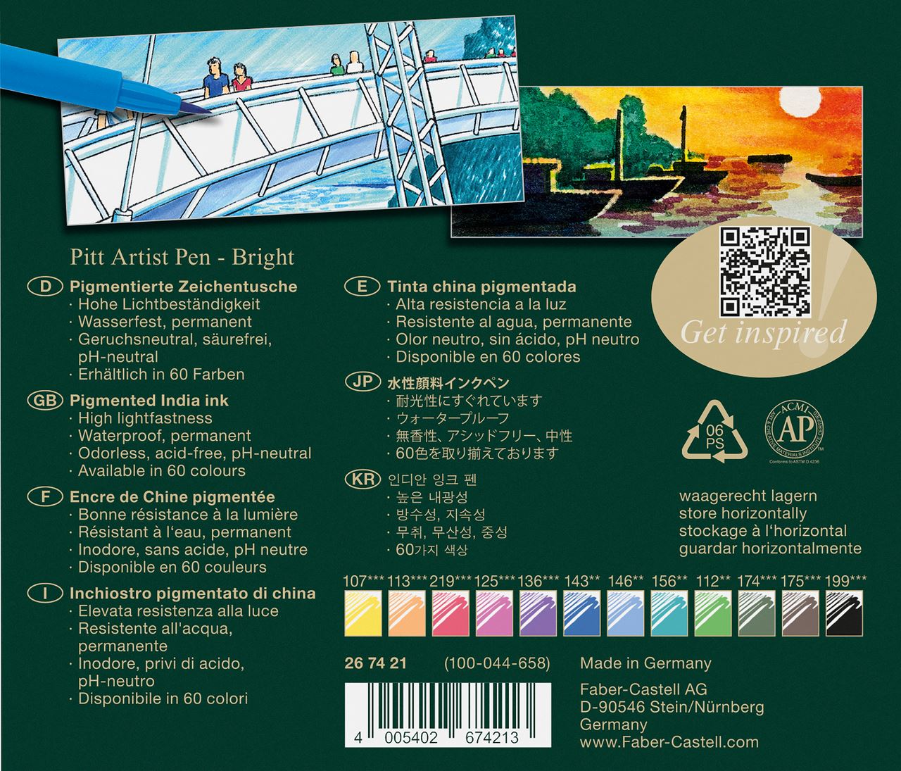 Faber-Castell Tuschestift - Pitt Artist Pen Brush - 12er-Etui - Basisfarben