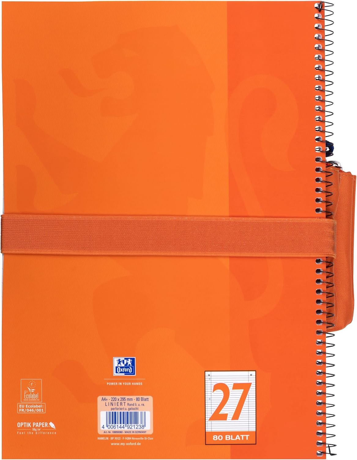 Oxford Federmäppchen mit Doppel-Fach, 2 Taschen, orange