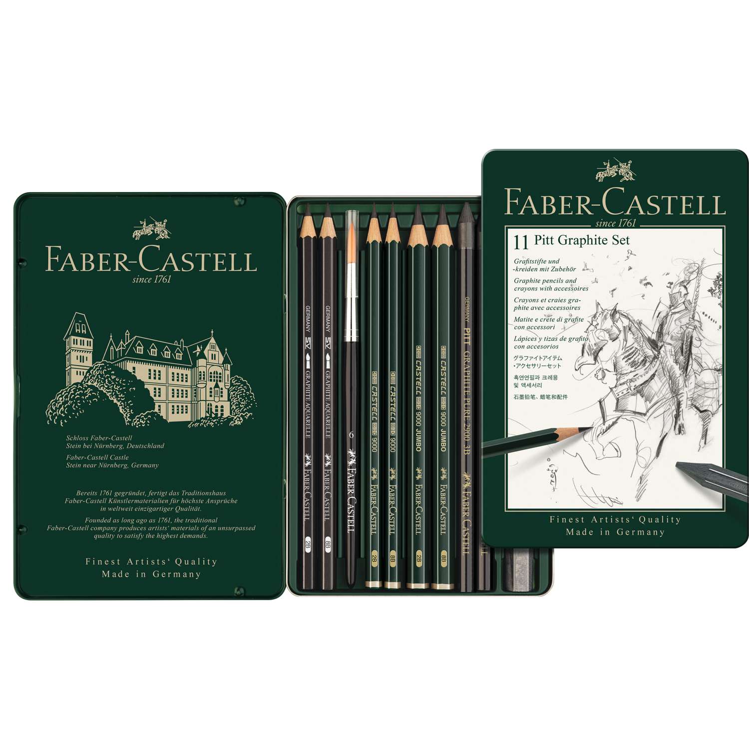 Faber-Castell Pitt Graphite-Set, klein, 11-teilig, im Metall-Etui