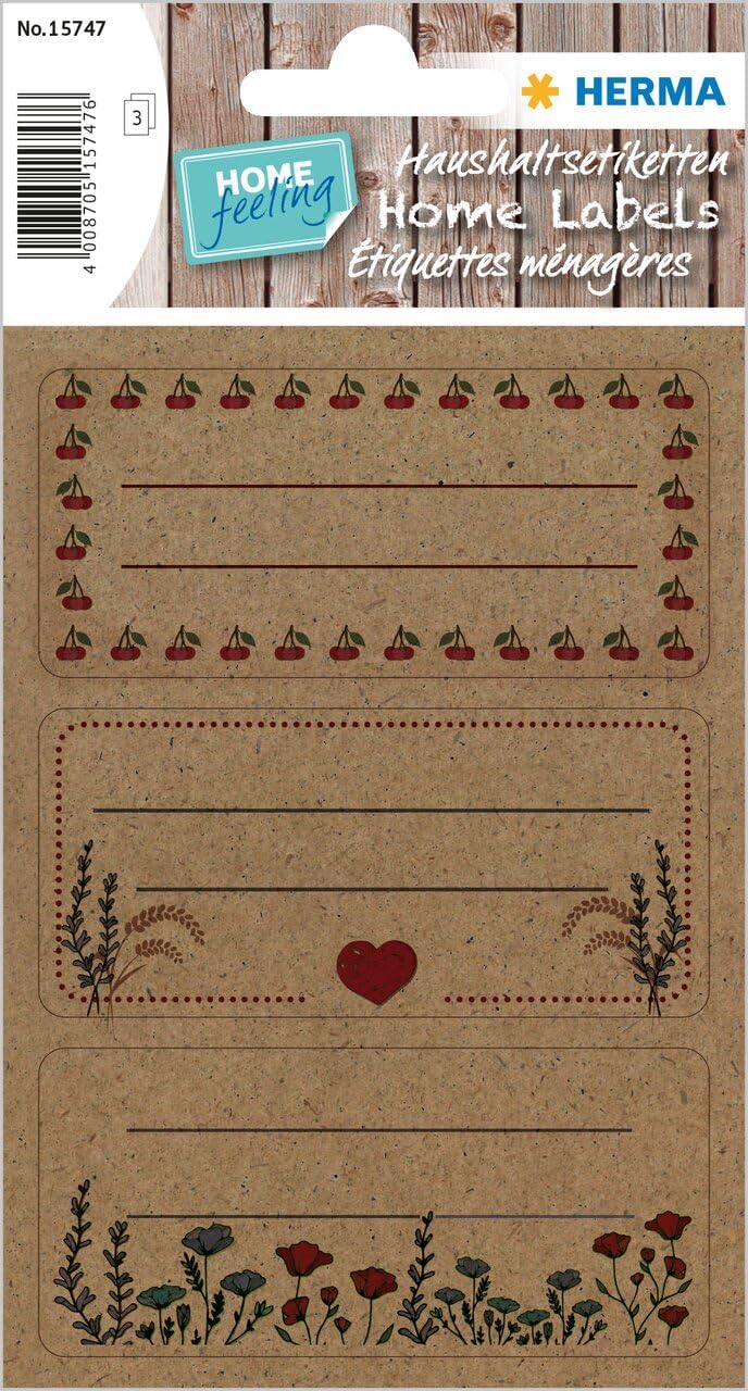 HERMA Home Labels - Marmeladen Etiketten, Küchen Aufkleber , 9 Stück, 76 x 35 mm - 15747