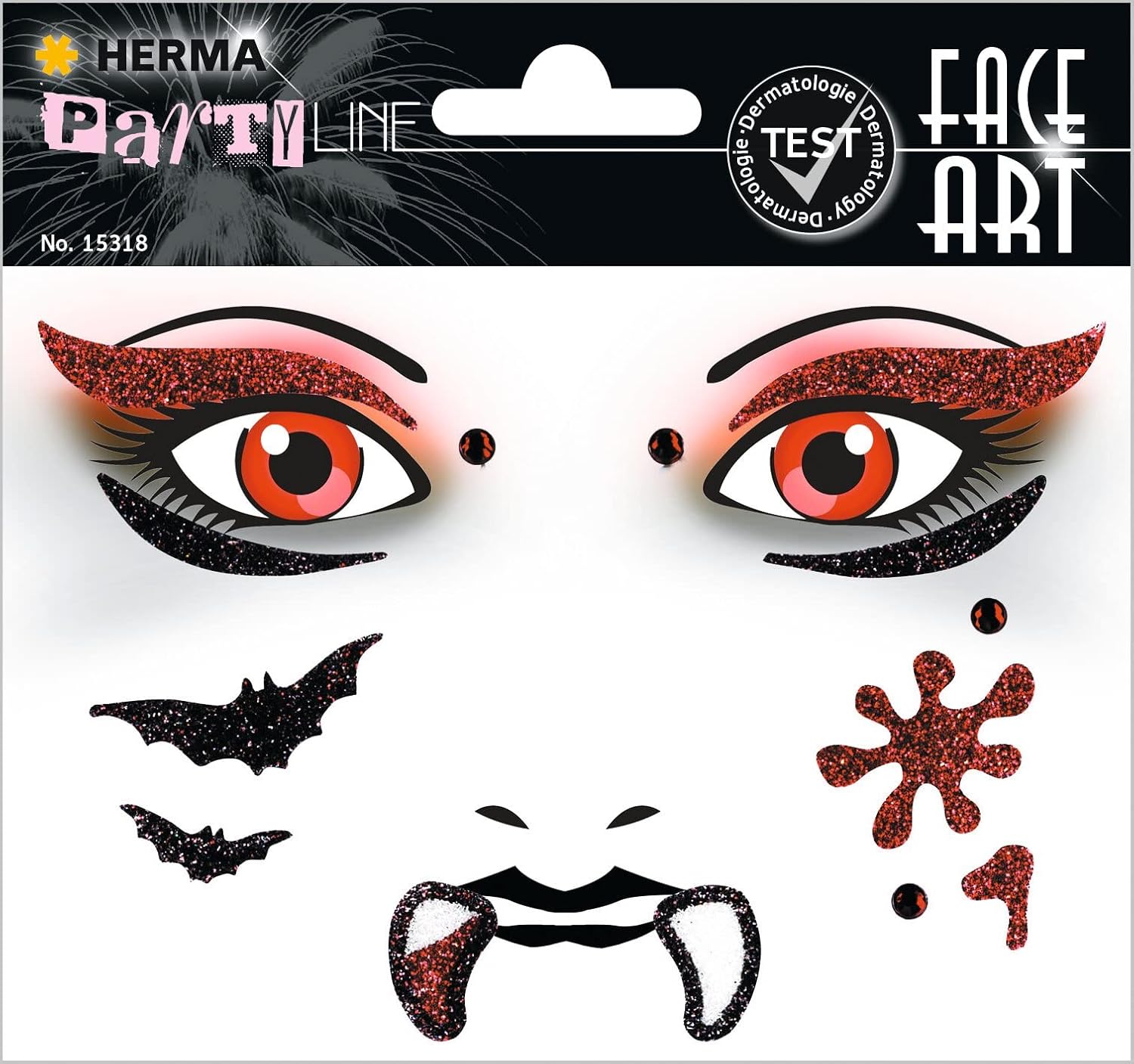 HERMA 15318 Face Art Sticker - Vampir - ablösbare Gesicht Aufkleber, für Karneval, Fasching, Halloween