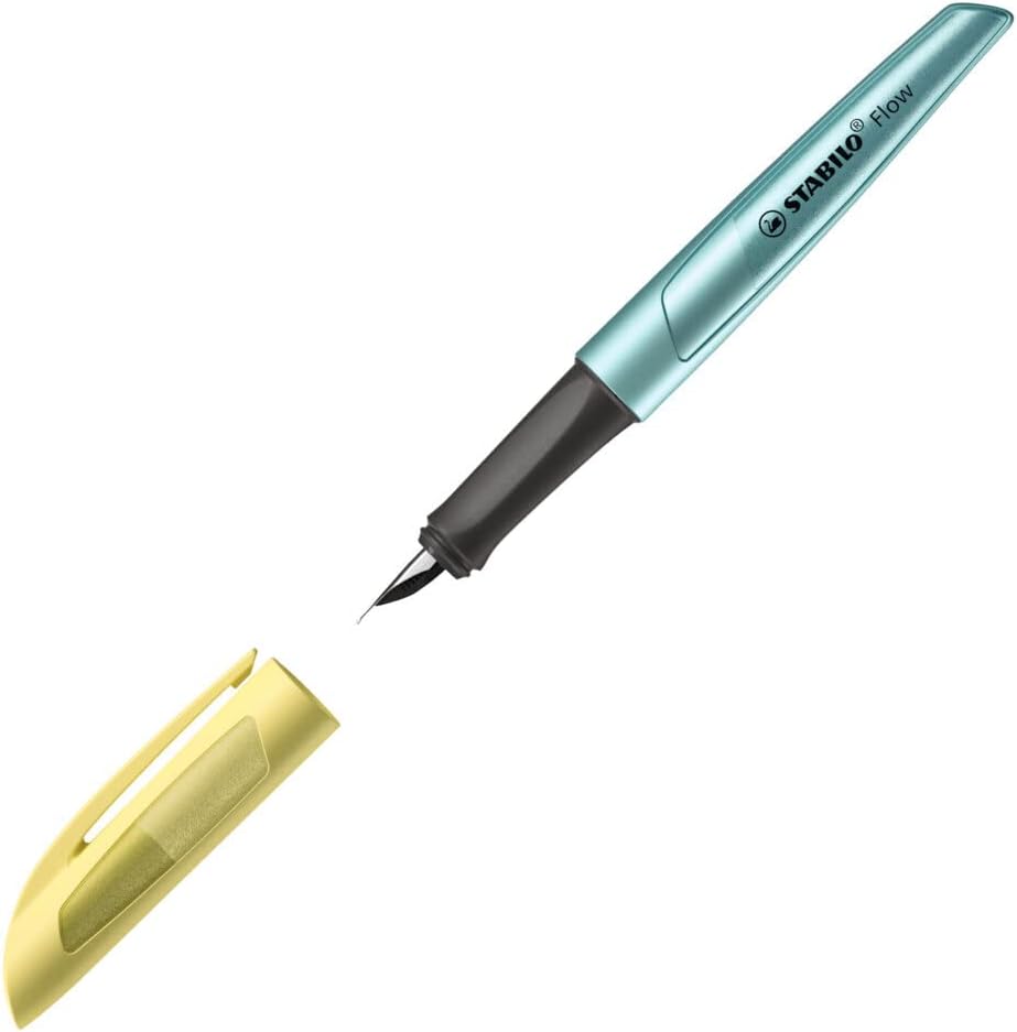 STABILO Füller Flow ACTIVE - Feder M, inkl. Patrone, Farbe: metallic blau/gelb