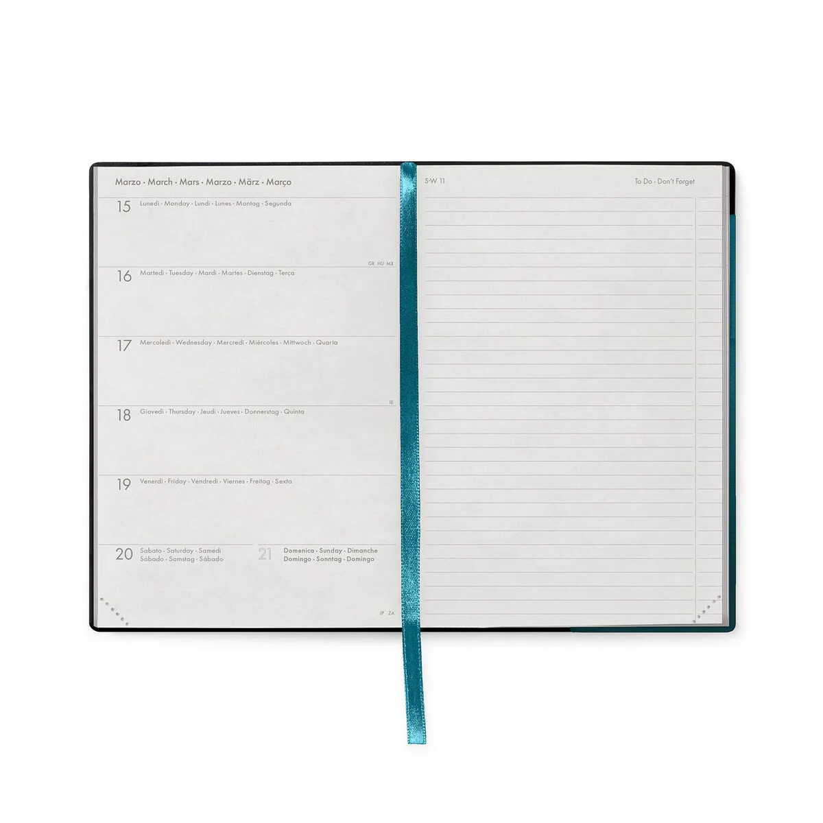 Legami Medium Weekly Diary mit Notizbuch „Deep Teal“ – 2028