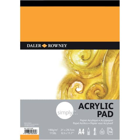 DALER ROWNEY Acrylblock, A4, 190g/m², 16 Blatt