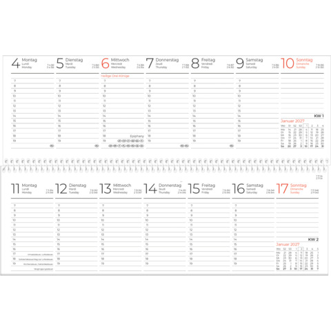 Zettler Tischquerkalender Typ 146 2027 – Wochenplaner 29,6 × 9,9 cm, Kartoneinband blau