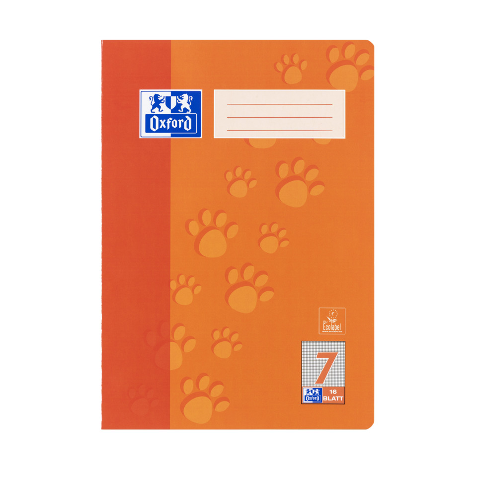 Oxford Heft, A4, 90g/m², 16 Blatt, Lin.7, kariert, orange