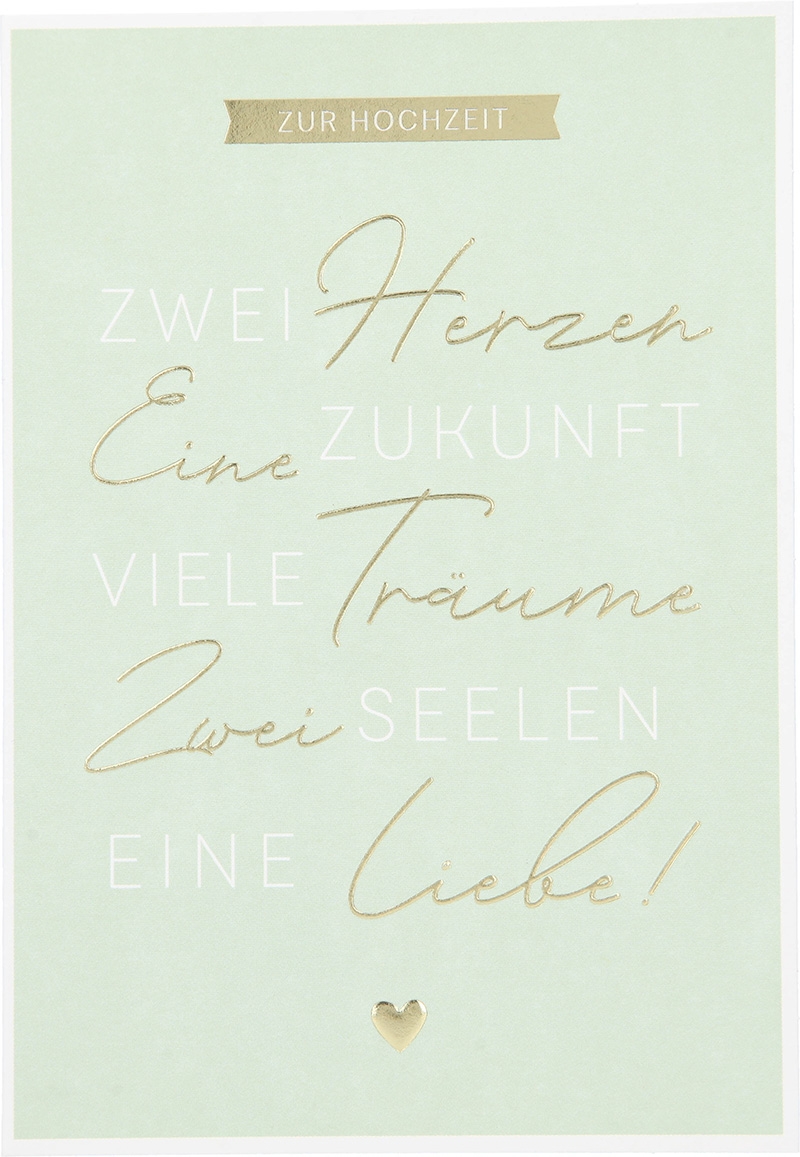 Besonders schön Klappkarte mit Naturpapier-Umschlag - 030 - "Zur Hochzeit, Zwei Herzen, eine Zukunft,..."
