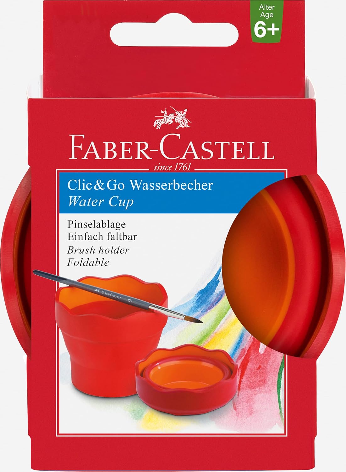 FABER-CASTELL Wasserbecher CLIC & GO, faltbar, rot FABER-CASTELL Wasserbecher CLIC & GO, faltbar, rot