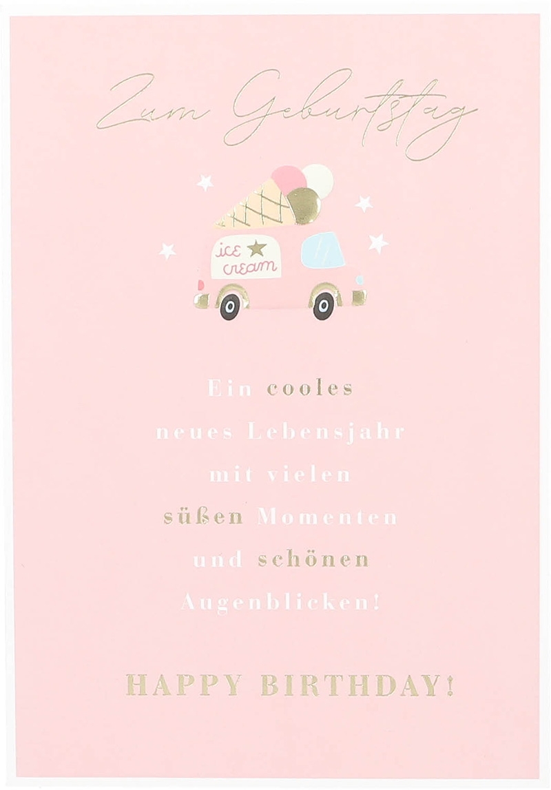 Besonders schön Klappkarte mit Naturpapier-Umschlag - 026- "Zum Geburtstag! Ein cooles neues Lebensjahr mit vielen süßen Momenten..."